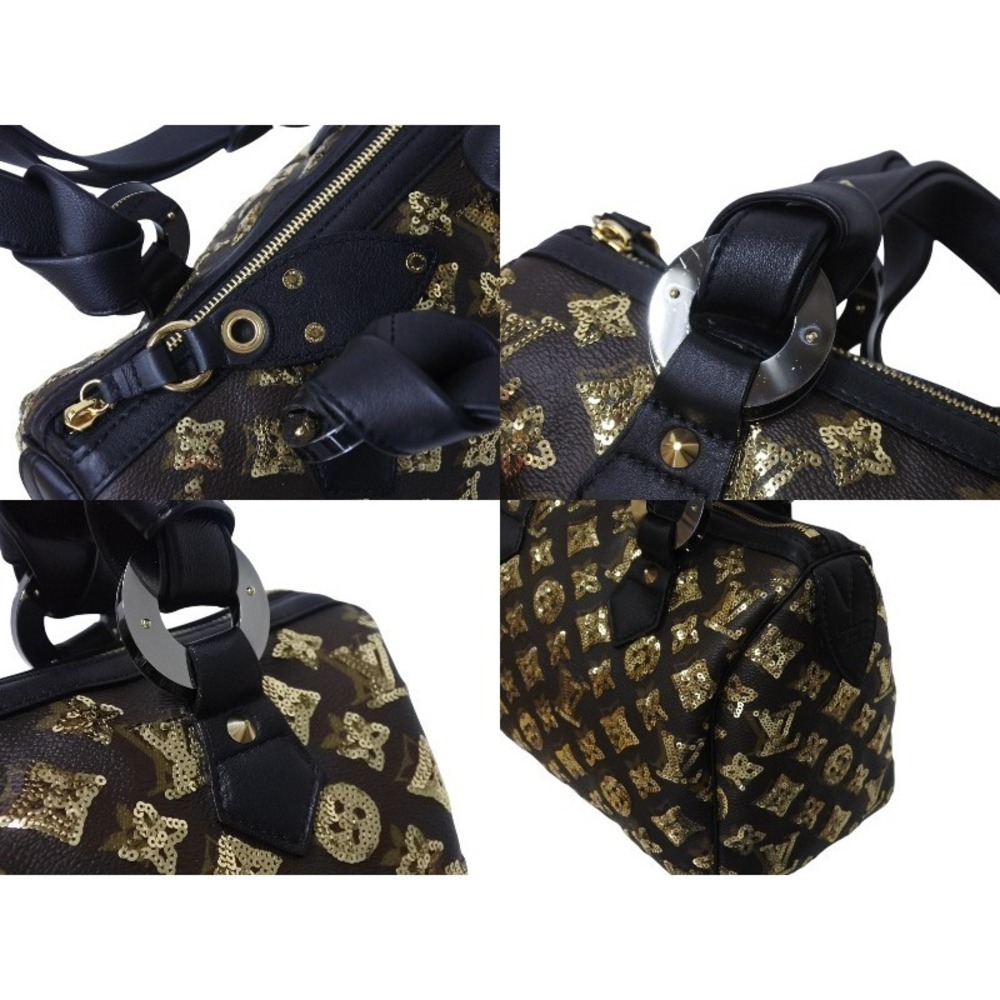 Louis Vuitton handbag Monogram Black all Eclipse Speedy sequins leather - Picture 4 of 8